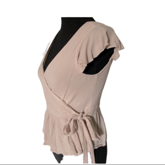 Pink Lily- Beige Wrap Around Blouse - Picture 3 of 5